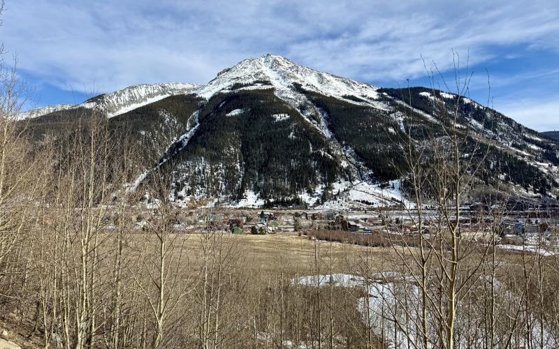 Kendall Mountain clinging to some snow last Sunday photo by DeAnne Gallegos