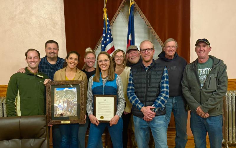 (Left to right) Derek Green, Jim Harper, Dayna Kranker, Melina Marks, Gloria Kaasch-Buerger, Amie Gardiner, Bevin Harris, Tyler George, Ron Wakefield, John Zarkis. Photo by TOS