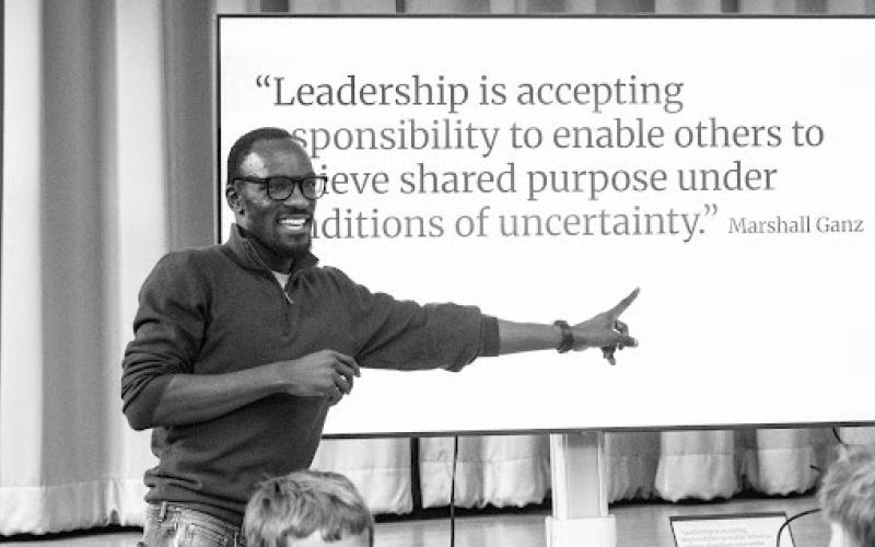 Andrew Nalani presenting to students at the conference Photo by Silverton School