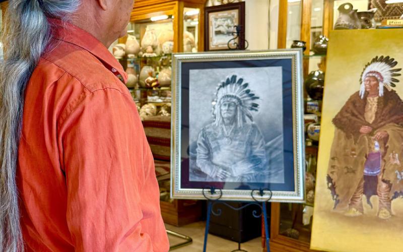 Navajo Artist Alvin Marshal showcased many mediums like paintings, drawings, and sculptures at the White Eyes Gallery on Saturday photo by DeAnne Gallegos