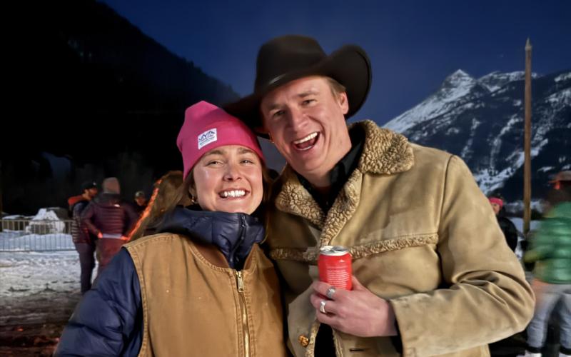 Lucy Mulvihill and Pete were all smiles at the Emberglow bonfire photo by DeAnne Gallegos
