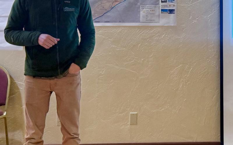 MSI's Dr. Jake Kurzweil presnts the Animas River Project to the community Photo by DeAnne Gallegos