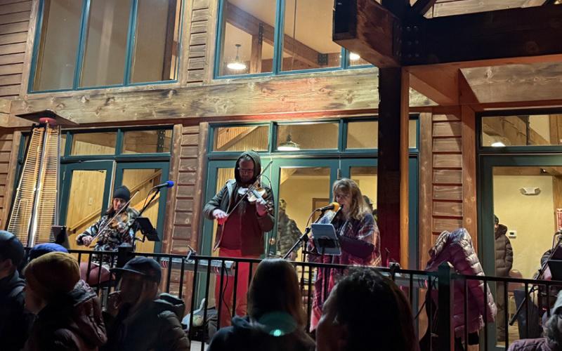 St Patrick's Irish band from Durango played outside on the Kendall deck photo by DeAnne Gallegos