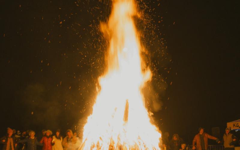 Over 100 locals gathered around the Emberglow bonfire photo by Critt Kuenning