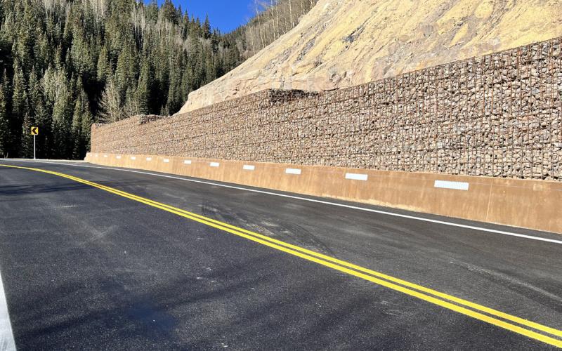 Photo showing completed slope work on US 550 at the Deer Creek location MP 59.3