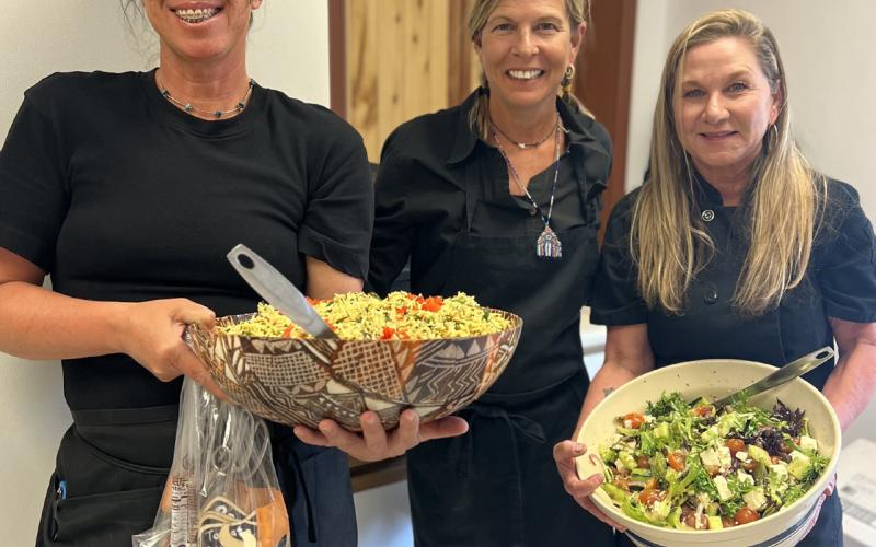 Silverton locals Sarah Mordecai, Melissa Childs, and Lisa Risoli all came together to cater a Mediterranean themed luncheon for the Simon family.