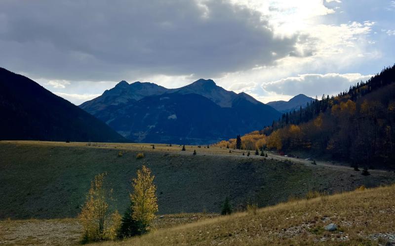 The evening view from Pond 4 looking towards Silverton and Sultan and Turk Mountains. Photo credit DeAnne Gallegos