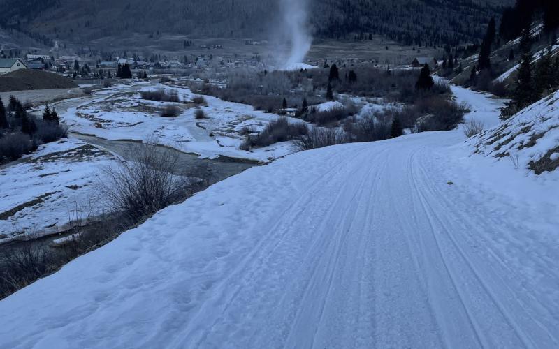  Fire? Nope! Just snow making in preparation for Skijoring