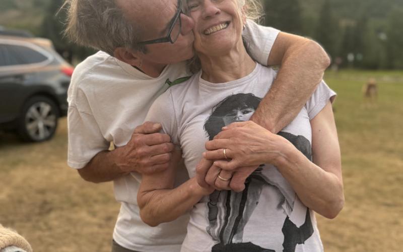 Silverton locals George &amp; Deborah Roberts enjoy the evening in Memorial Park dancing with friends. Photo by DeAnne Gallegos