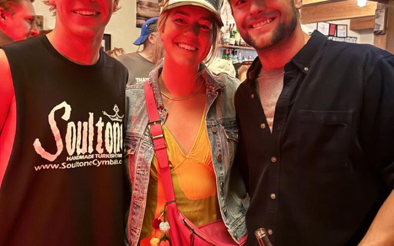 Thomas Moore, Sarah Moore and Jackson Perry have a great time at the Eureka Station 10 year anniversary party last Saturday. Photo by DeAnne Gallegos