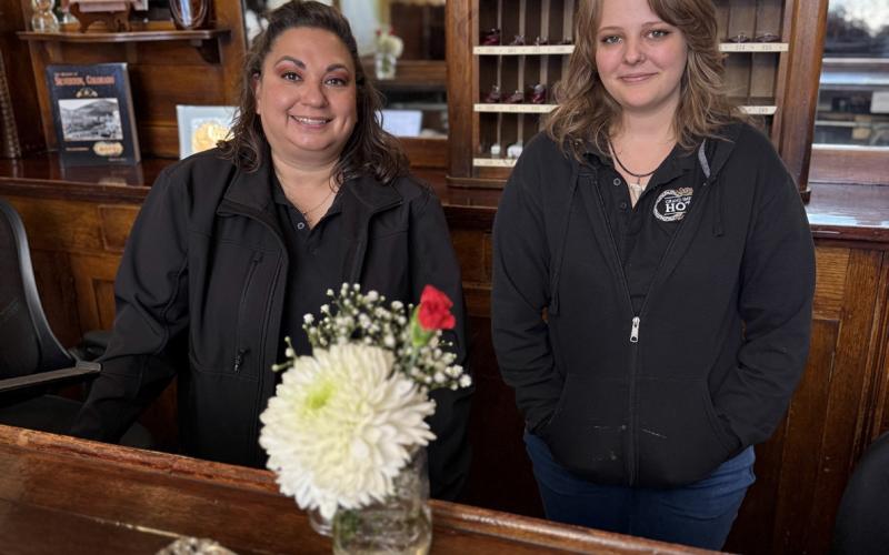 photo by DeAnne Gallegos Grand Imperial Hotel manager Leslie Henderson and Mariah Horton are ready for train season