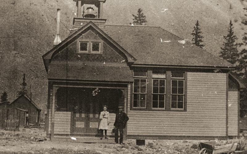 Eureka School in 1904, taken from Animas Street, looking east showing the front of the building San Juan County Historical Society photo