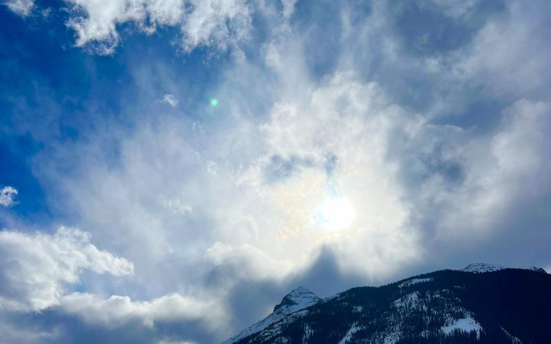 Clouds starting to build up Wednesday evening in anticipation for predicted snow shower. Photo credit DeAnne Gallegos