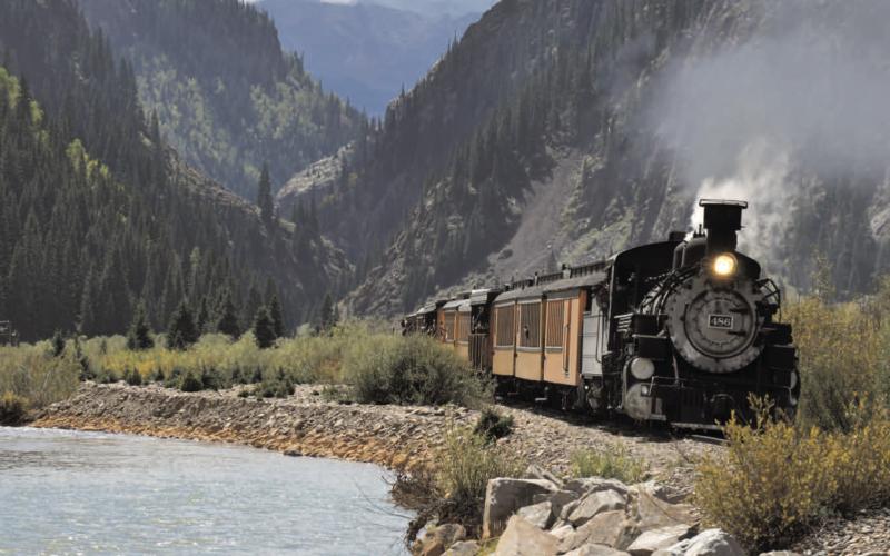 Durango &amp; Silverton Narrow Gauge Railroad passenger train approaches Silverton after emerging from the Animas River Canyon in 2012. Photo: Criss Furman/Silverton Standard &amp; the Miner