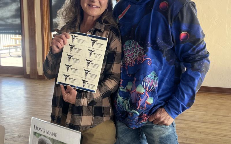 Local Mushroom growers Mount Olympus partners Lisa Risoli and Bill Hamm sold a lot of products at the Silverton Winter Farmers Market . Photo credit DeAnne Gallegos