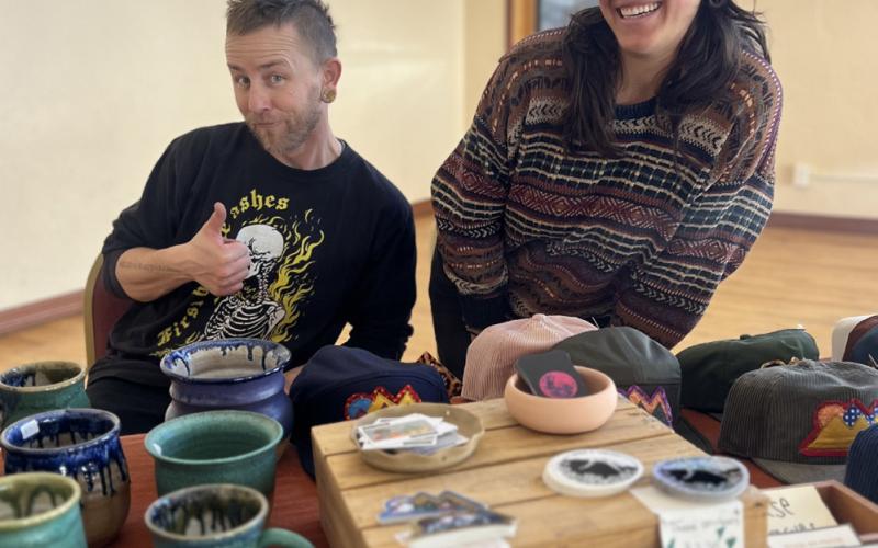 Silverton local potter Ian Tanner and local fabric artist Evan Harris were featured at the Winter Farmers Market. Photo credit DeAnne Gallegos