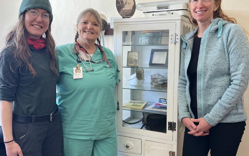 Ash Hall, NP Agnes, and Public Health Director Becky Joyce on Agnes’s last day at the Silverton Clinic. Photo credit DeAnne Gallegos