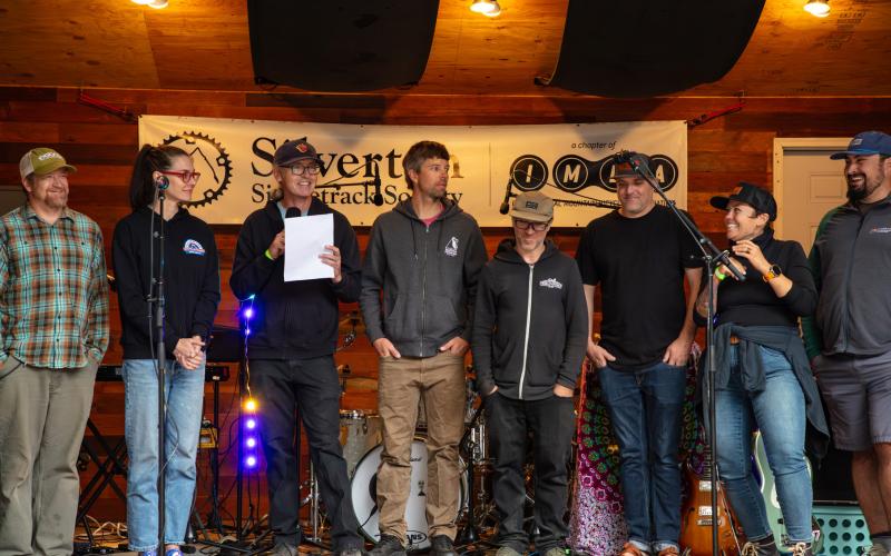 Silverton Singletrack held celebration party in Anesi Park after a group ride on Bakers Park trails. Photo by Cracked Compass Photography