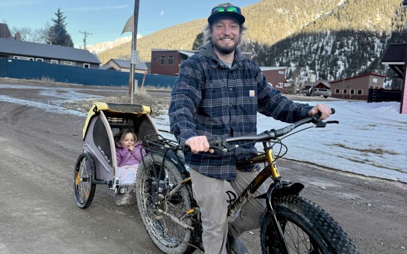 Silverton local, Iris Ebelheiser, who is 3 and now a big sister to baby Juniper, was out with her dad, Justin Ebelheiser, making a bike run to the grocery store