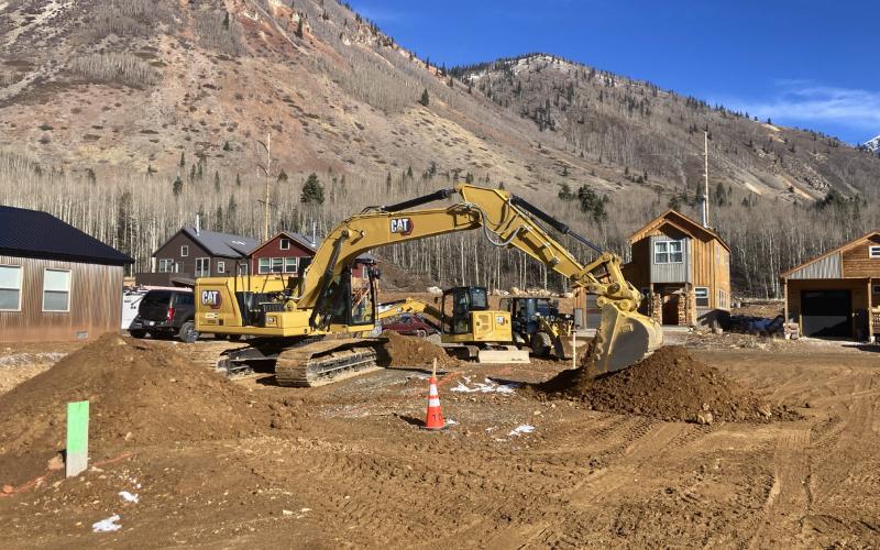 The beat moves on in November as construction of new housing in Anvil subdivision continues in the shoulder season. Photo by Hillary Cable