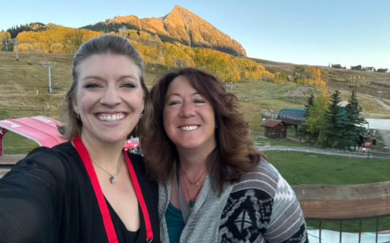 Kate Hopson, Exec Dir for Lake City Chamber of Commerce, with DeAnne Gallegos, Exec Dir for the Silverton Chamber of Commerce and Visit Silverton in Crested Butte at the Governor’s Colorado Tourism Office Conference. Photo credit Kate Hopson
