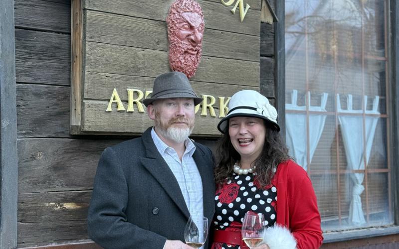Joe and Leah Darr held an epic Silverton Skijoring watch party off their backyard deck that overlooked the racecourse photo by DeAnne Gallegos