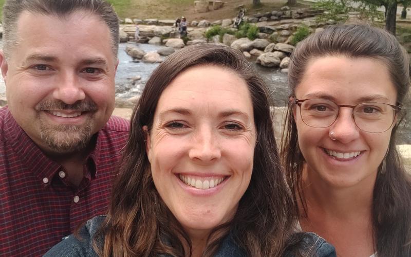 Mayor Dayna Kranker, Mayor Pro Tem Jim Harper, and Trustee Lindsey Halvorson taking advantage of the river walk in Breckenridge during the Colorado Municipal League meeting. Photo credit Dayna Kranker