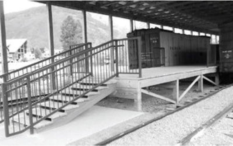 The railcar display area continues to be upgraded with the work of the Durango Railroad Historical Society. Here we see access steps and the end of one of the platforms. Visitors are afforded easy access for viewing the cars.
