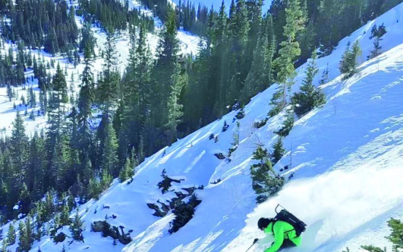 Over the top skiing at Silverton Mountain. Photo credit John Shocklee