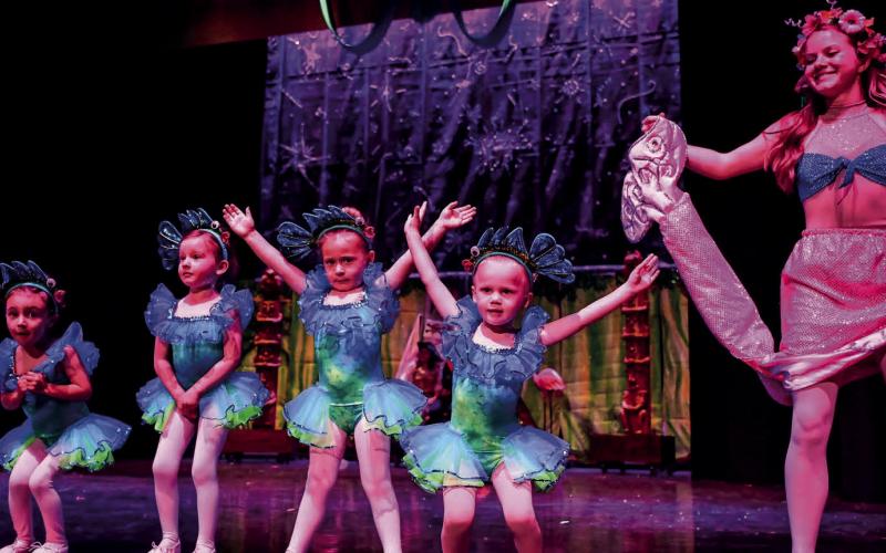 The sweets Ruby Copenhagen and Ava Andrade as fish in the mermaid lagoon Photo by Weehawken Dance