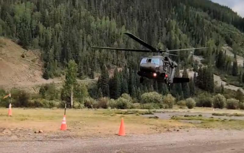 CNG Blackhawk Helicopter landing with patient after extracting her from Vestal Peak photo by SMR