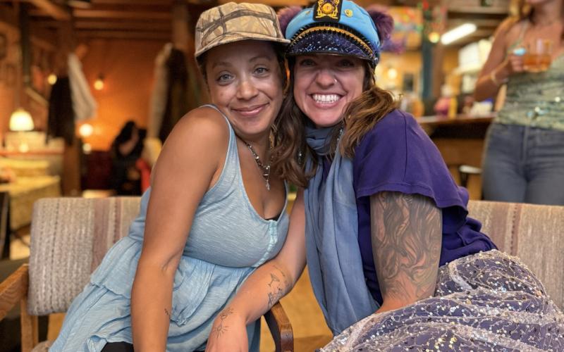 Quai Barker and Holly Huebner at The Den hanging out in shoulder season photo by DeAnne Gallegos