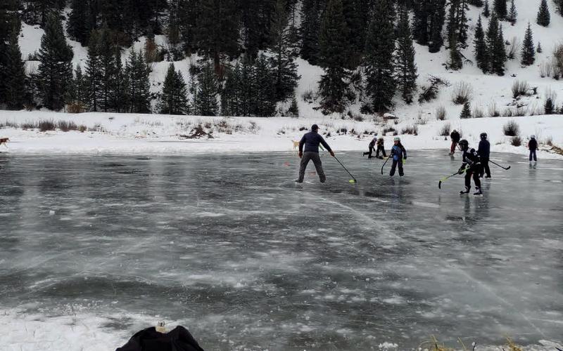 Lots of skating and hockey at the pond near Kendall Mountain. Photo Credit Dayna Kranker