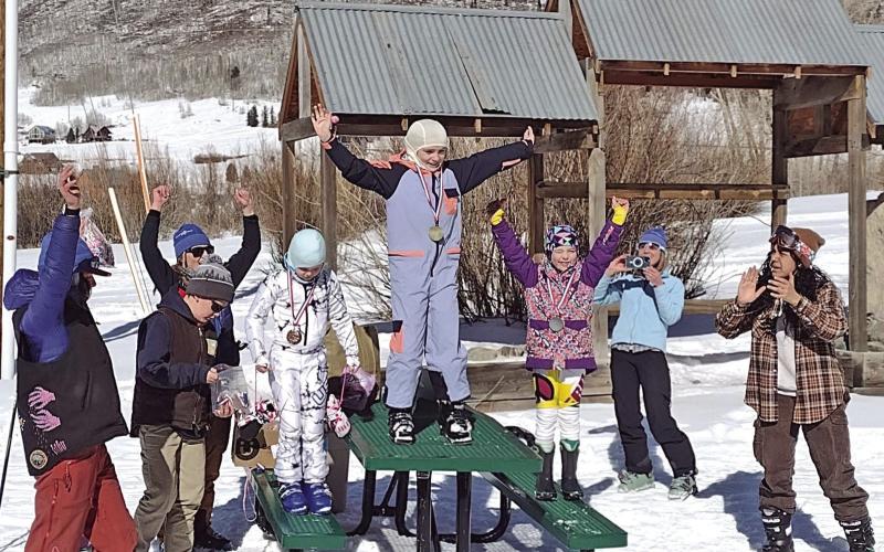 Celebrating a win at the Kendall Ski Races. Photo credit Monica Watton