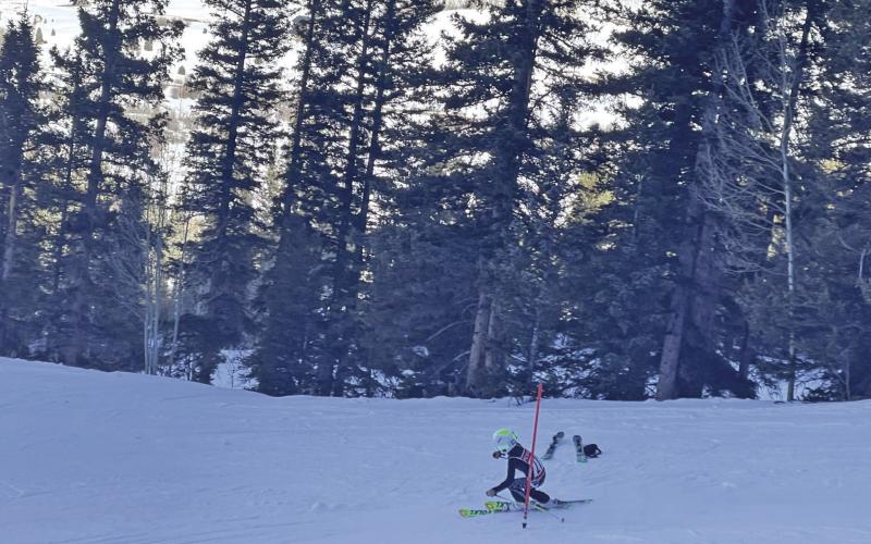 Speeding downhill at the Kendall Ski Races. Photo credit Sallie Barney