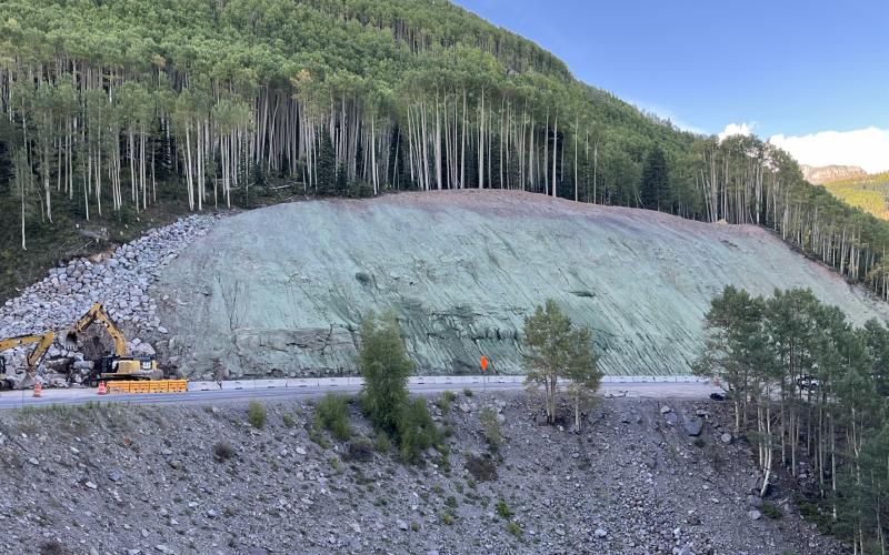 Photo showing slope work on US 550 at the Deer Creek location MP 59.3. Photo by CDOT