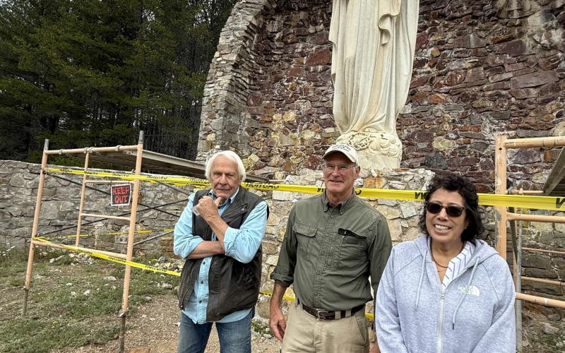 John Richardson, Ken Balleweg, and Patty Dailey have come together to initiate this community driven project to protect the Christ of the Mines Shrine. Photo credit DeAnne Gallegos