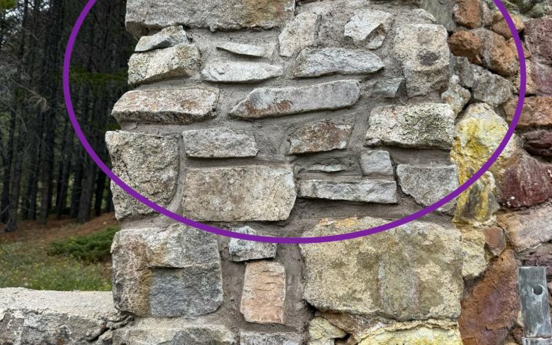 An area that has already been repaired blends into the arch seamlessly, but you can see the yellowing stones below. Photo credit John Richardson