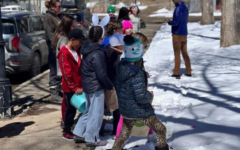Photo credit Lucy Encinas The start line for the Easter Egg hunt was full of excitement, and if the egg hunt were just a few days earlier, it would have happened on green grass instead of snow.