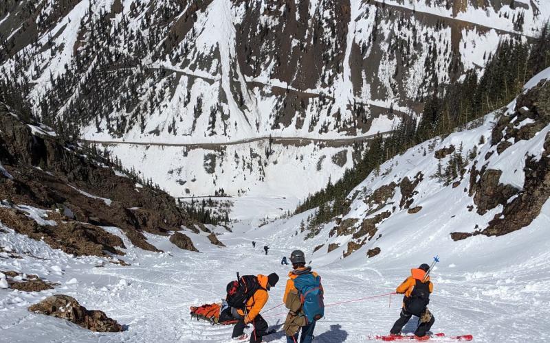 Rescue of injured skiers in April 2023. Photo by Silverton Medical Rescue
