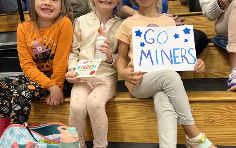 Photo credit Sterling Blankenship Ruby Copenhagen, Skylar Brazelton, and Willow Blankenship supporting the Silverton Miners.