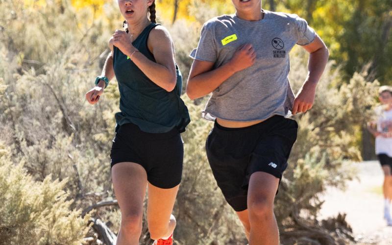 Photo by Dave Emory Silverton Track Team member Elliot Barszcz to the right.