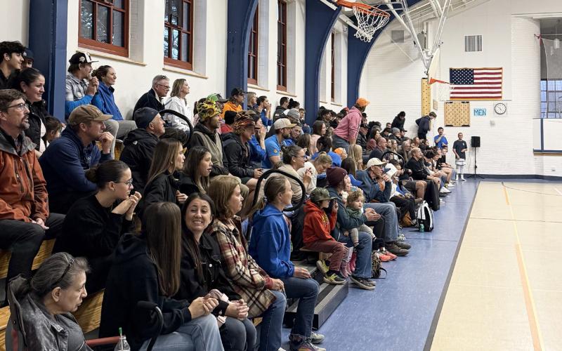 Photo by DeAnne Gallegos Packed bleachers at the Ouray/Silverton basketball team's home game vs Dolores.