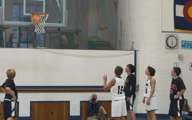 Photo by DeAnne Gallegos Silverton/Ouray basketball player Silverton local Lucas Barszcz played against the Dolores basketball team last Thursday, October 23rd, winning the game.