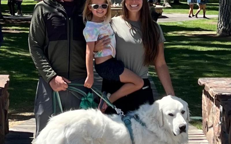The Blakenship family Chris, Willow, Sterling and their Great Pyrenees Woodsly who was a rescue from Idaho