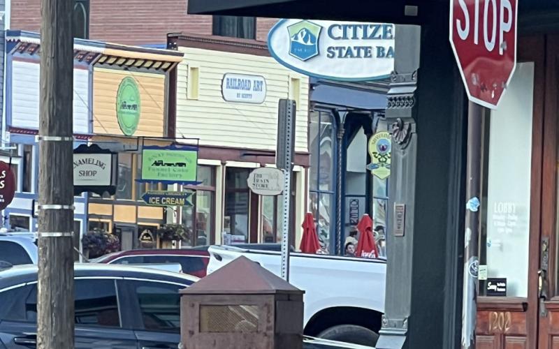 This town trash can is located on corner by bank on 12th &amp; Greene. Photo credit DeAnne Gallegos