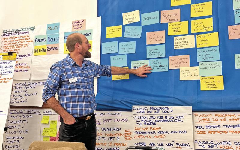 JJ Folsom, Director of Community Builders, working with the team on an action plan for Housing Authority. Photo credit DeAnne Gallegos