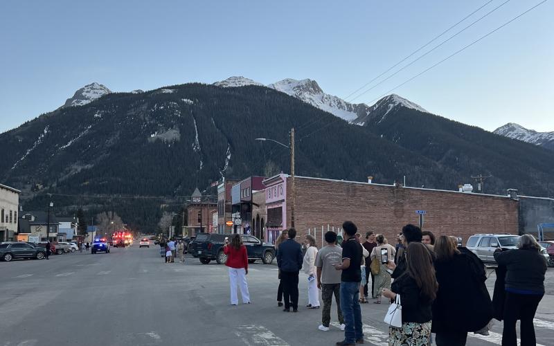 Crowds started to form waiting for the Firetruck to parade the graduates after last Thursdays Graduation Ceremony in downtown Silverton. Photo credit DeAnne Gallegos