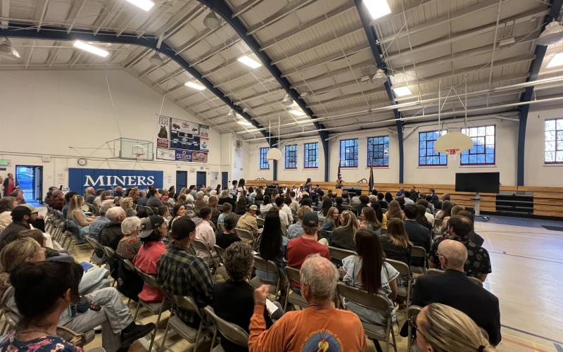 Large crowd packed the Silverton School Gym for the Graduation ceremony of the 6 High School Seniors. Photo credit DeAnne Gallegos