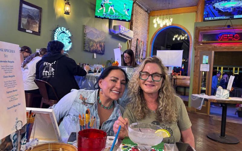 Photo by Lisa Risoli Silverton locals Angelina Noble and Lisa Risoli enjoyed the Alpine Tavern’s first group painting event last Friday night.